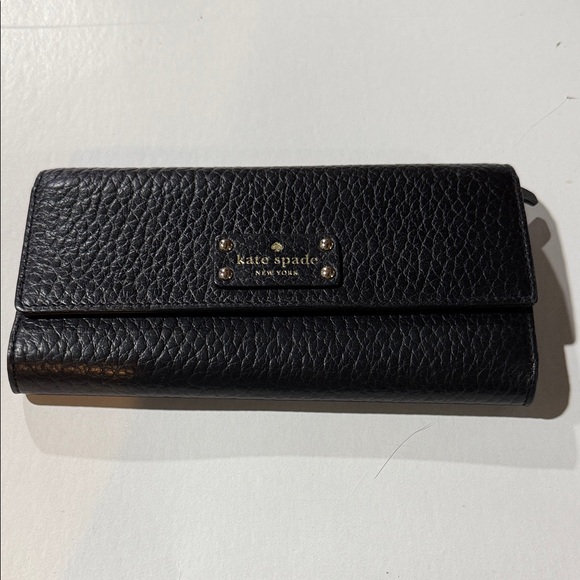 Kate Spade Black Pebbled Leather Card Holder - Picture 1 of 7